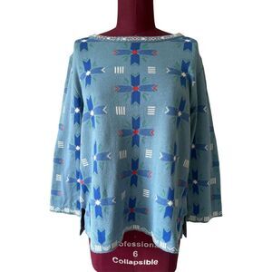 NWOT Gudrun Sjoden Sweater size S Blue Aztec Nordic